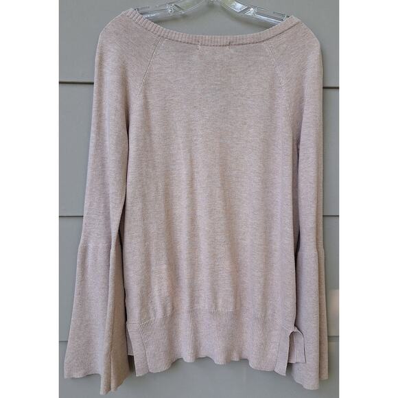 Sanctuary Bell Sleeves V neck Cotton blend Light Sweater Tan Beige Size S oversz - Picture 6 of 9